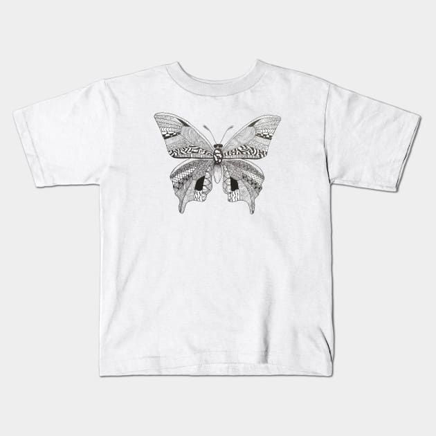 Butterfly Pen Doodle Kids T-Shirt by TG_Art